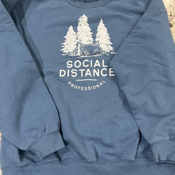 Blue Social Distance Sweatshirt - Picture 1 of 3